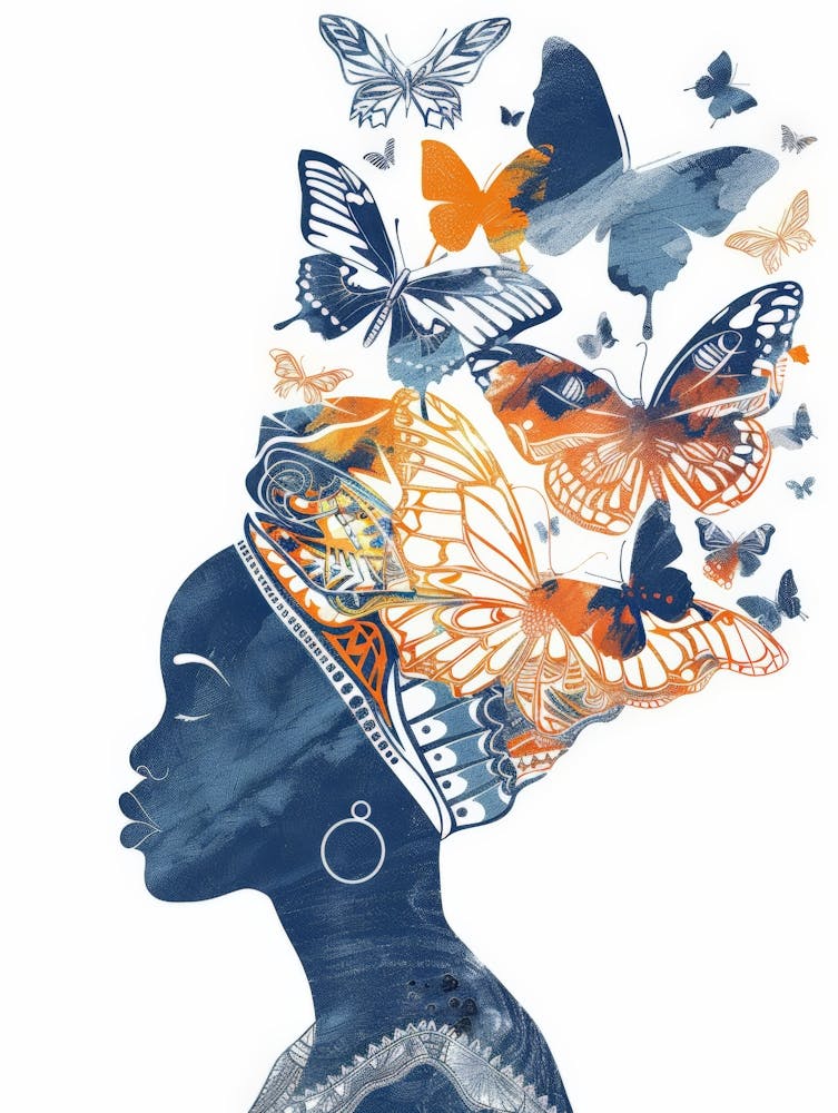 African Woman With Butterflies 2