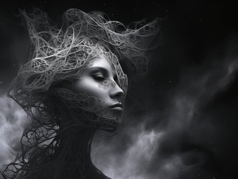 Celestial Whsipers Abstract Black And White 7