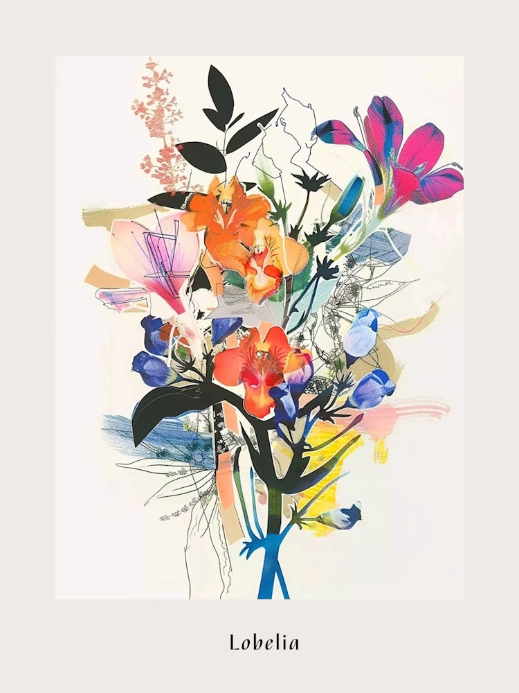 Lobelia 2 Collage Flower Bouquet Poster