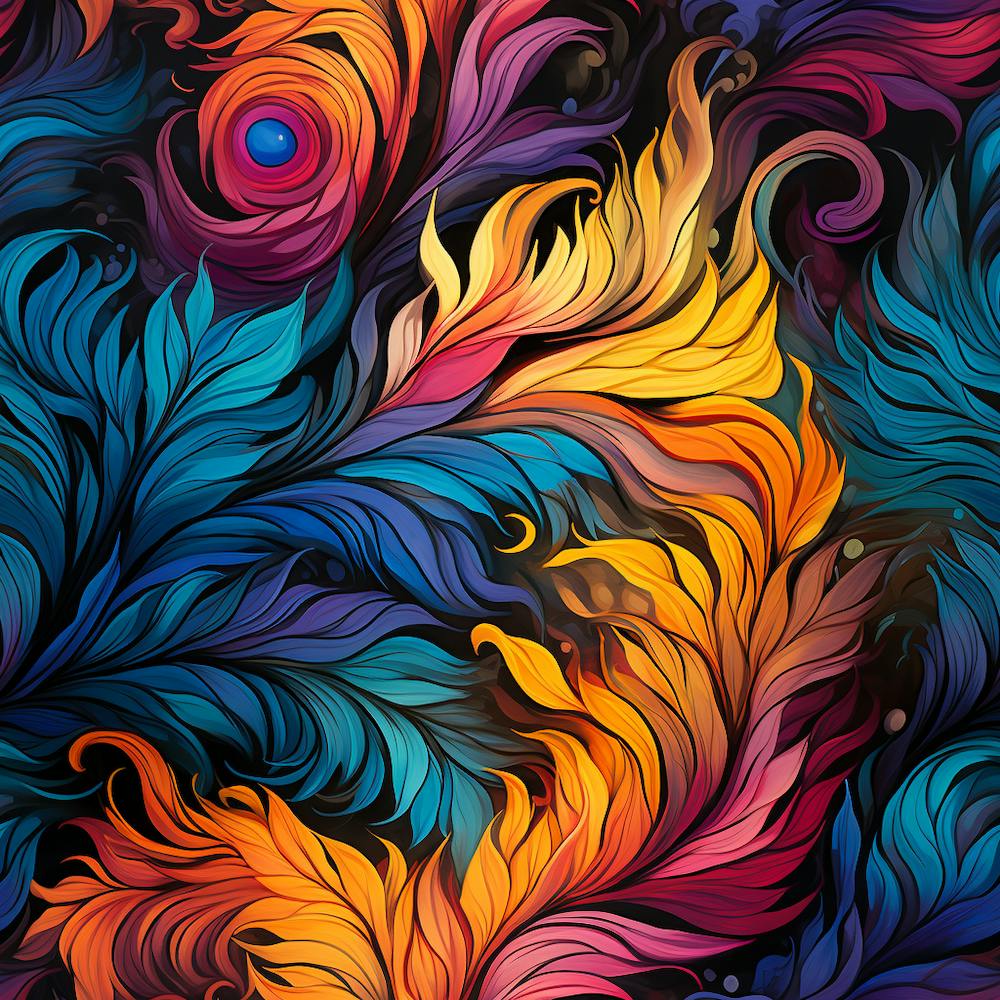 Colorful Feathers Seamless Pattern