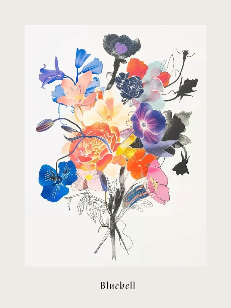 Hasenglocke 2 Collage Blumenstrauß Poster