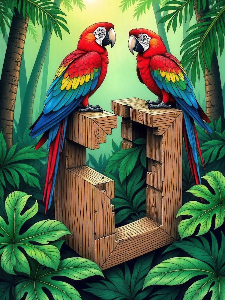 Parrots In The Jungle