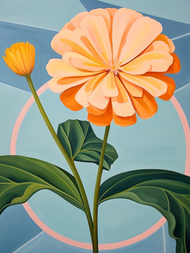 Marigold 1 Hilma Af Klint Inspired Pastel Flower Painting