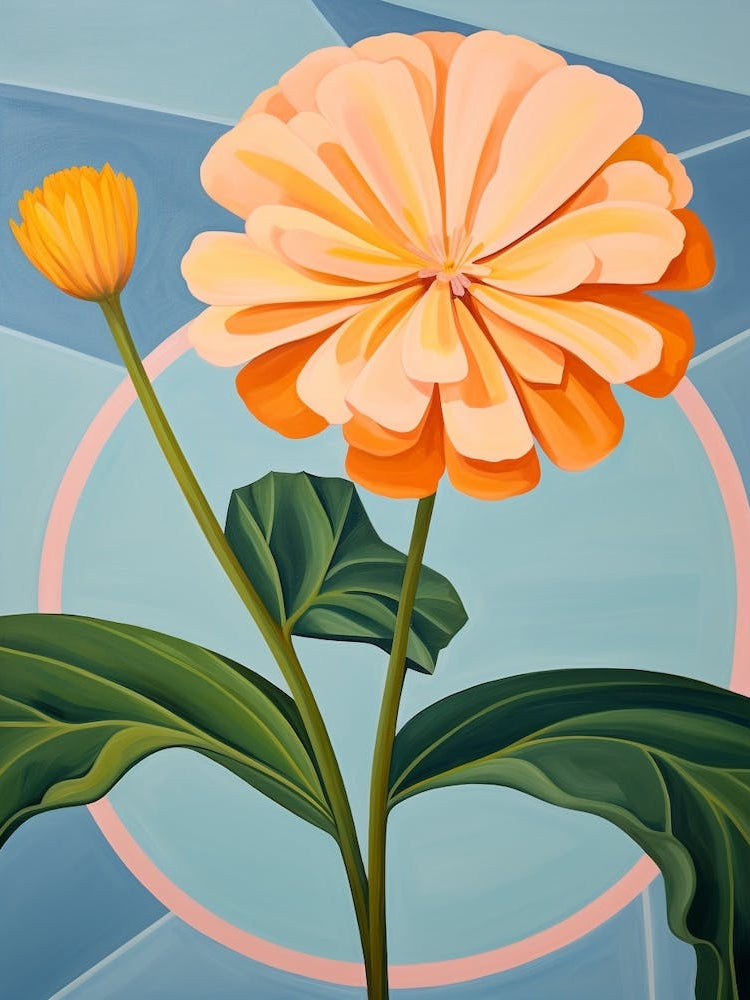 Marigold 1 Hilma Af Klint Inspired Pastel Flower Painting