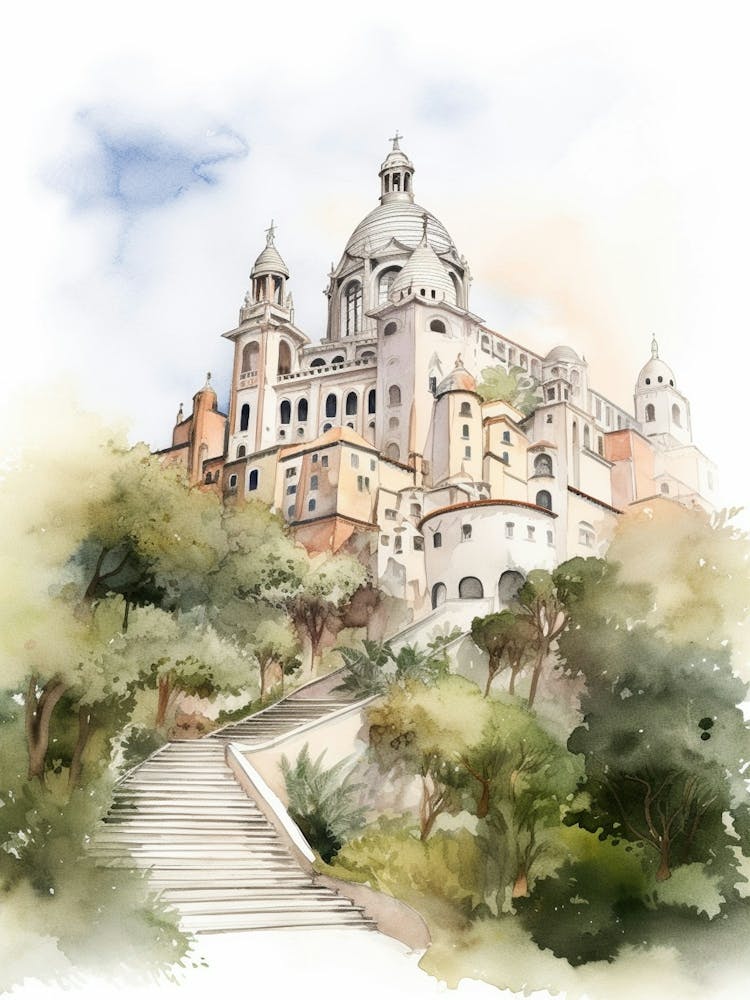 Monserrat Montevideo Uruguay Neighborhood, Watercolour 1