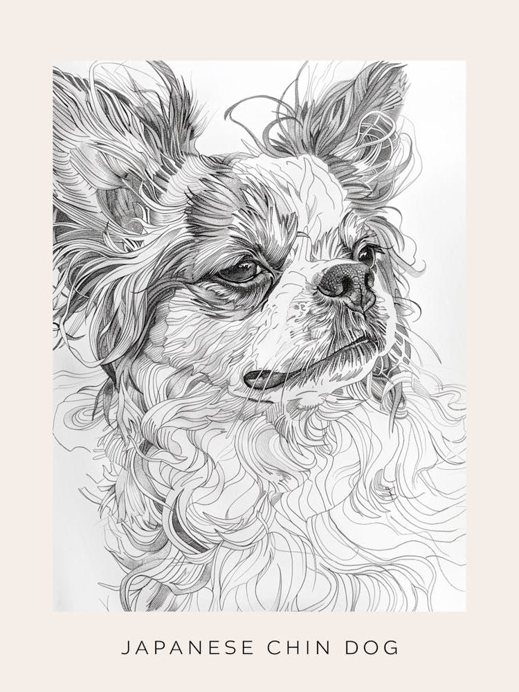 Japanese Chin Line Sketch 2 Poster