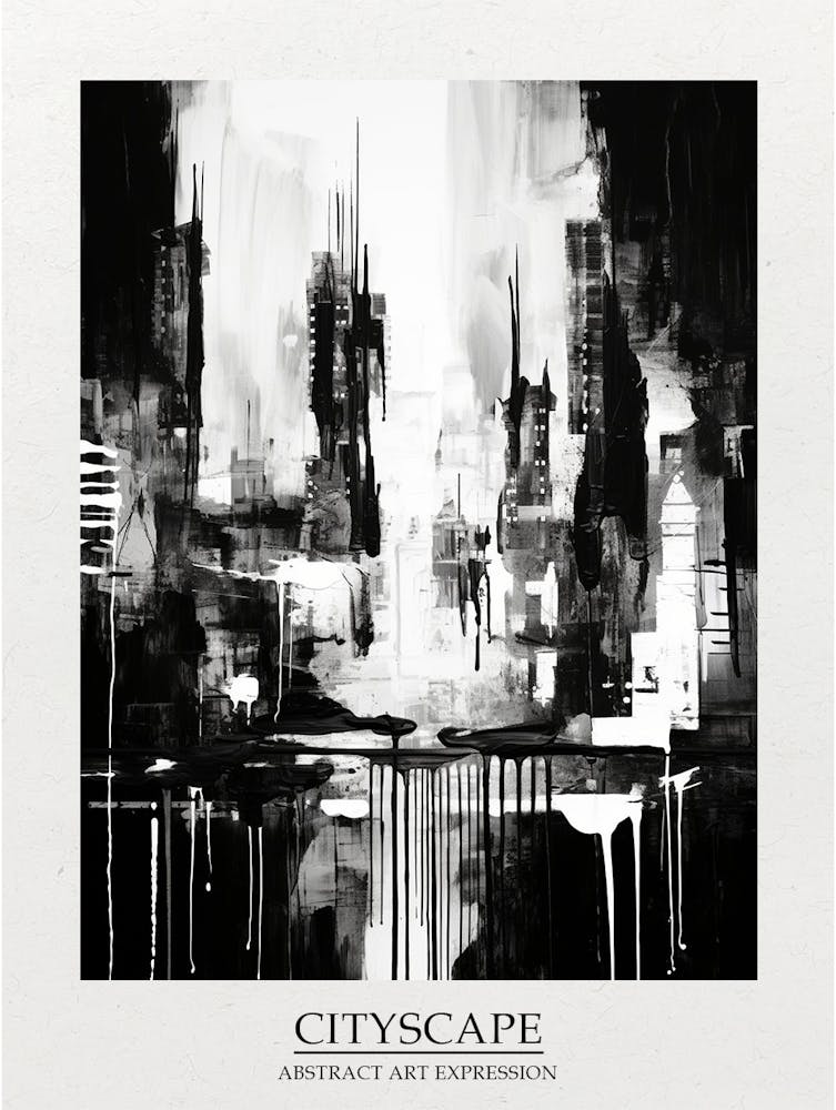 Paysage Urbain Abstrait Noir Et Blanc 4 Affiche