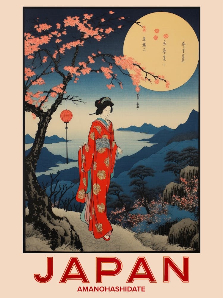 Amanohashidate, Visit Japan Vintage Travel Art 1