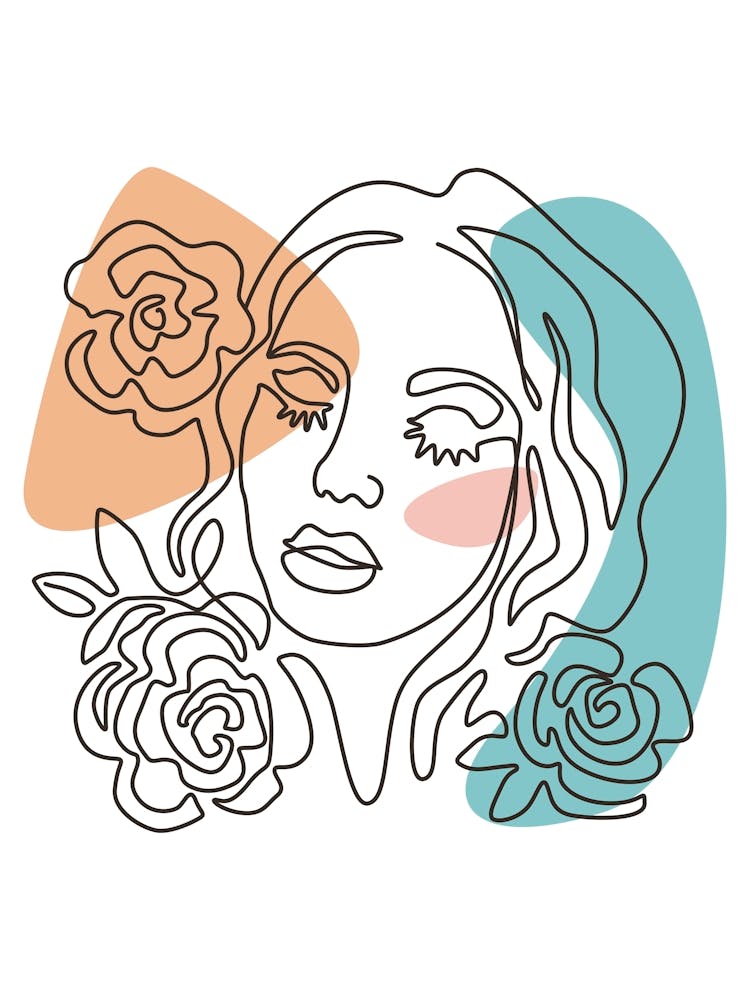 Face Of A Woman With Roses