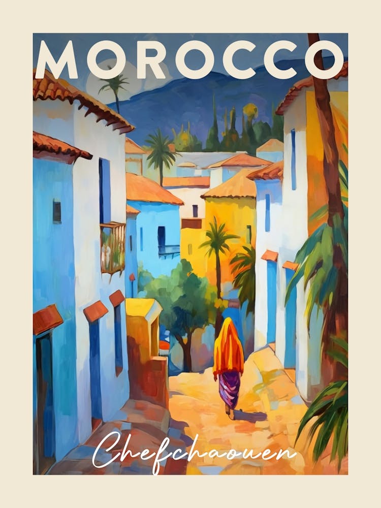 Chefchaouen Morocco 2 Fauvist Painting  Travel Poster