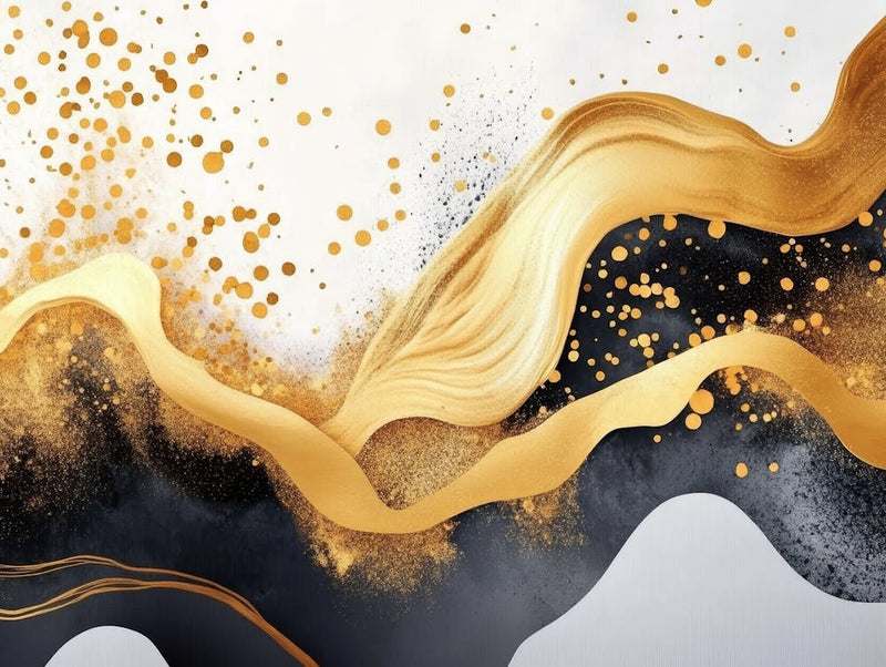 Abstract Golden And Black Shapes In The Paint Drawing Background 1