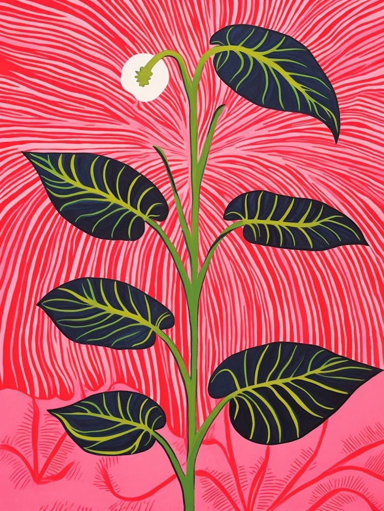 Pink And Red Plant Illustration Areca Palm 1