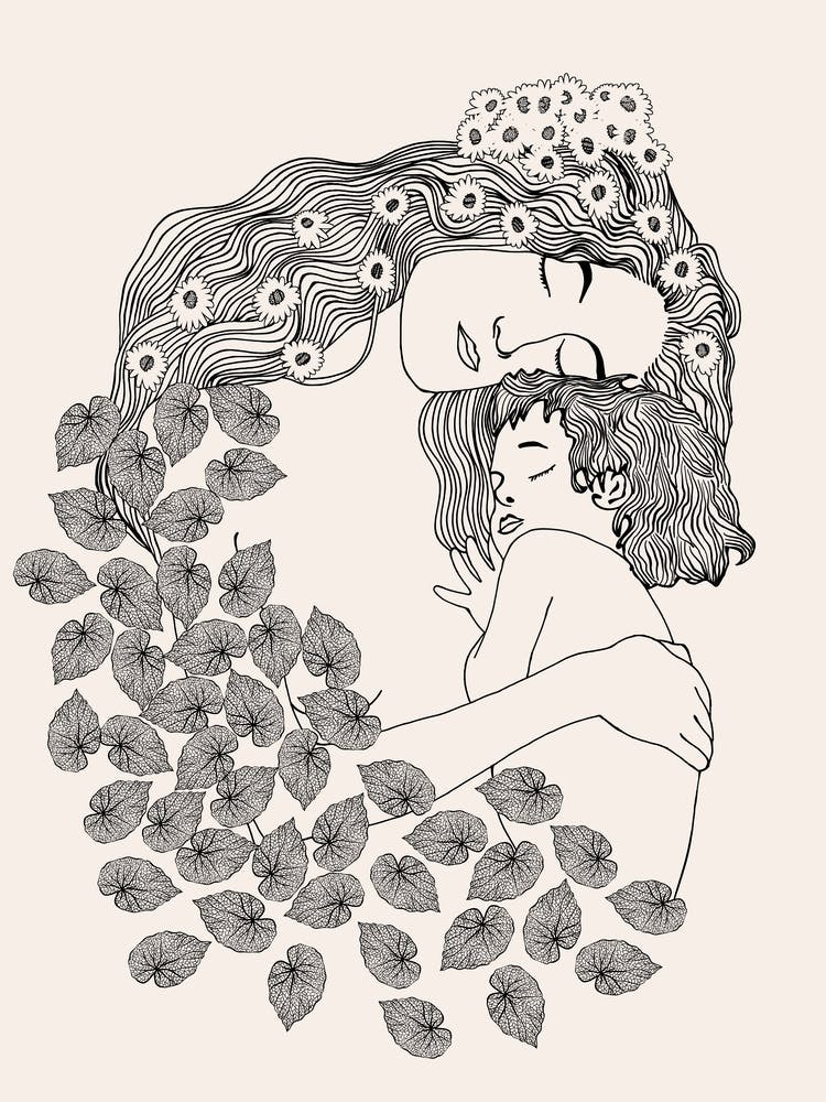 Mother And Child in black and white (Klimt remake)
