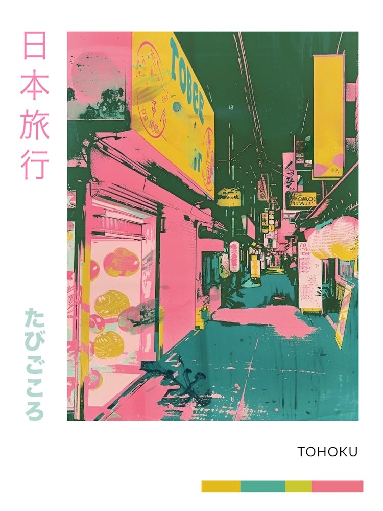 Tohoku Region Duotone Silkscreen Poster 2