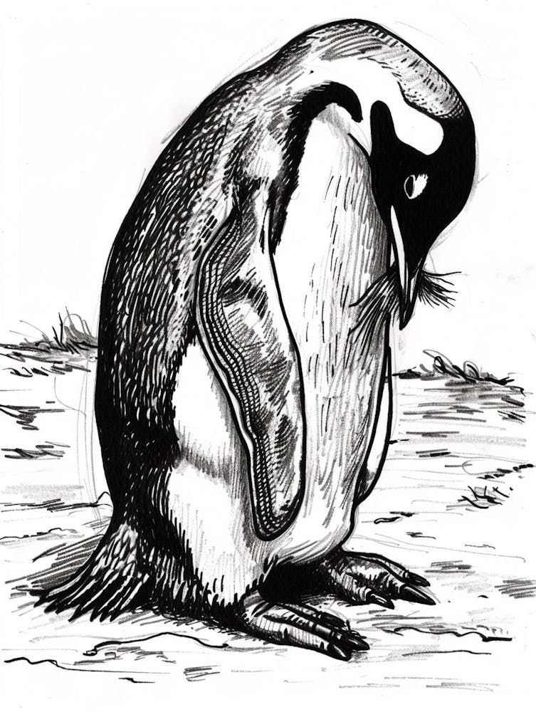 Emperor Penguin Preening Their Feathers 3