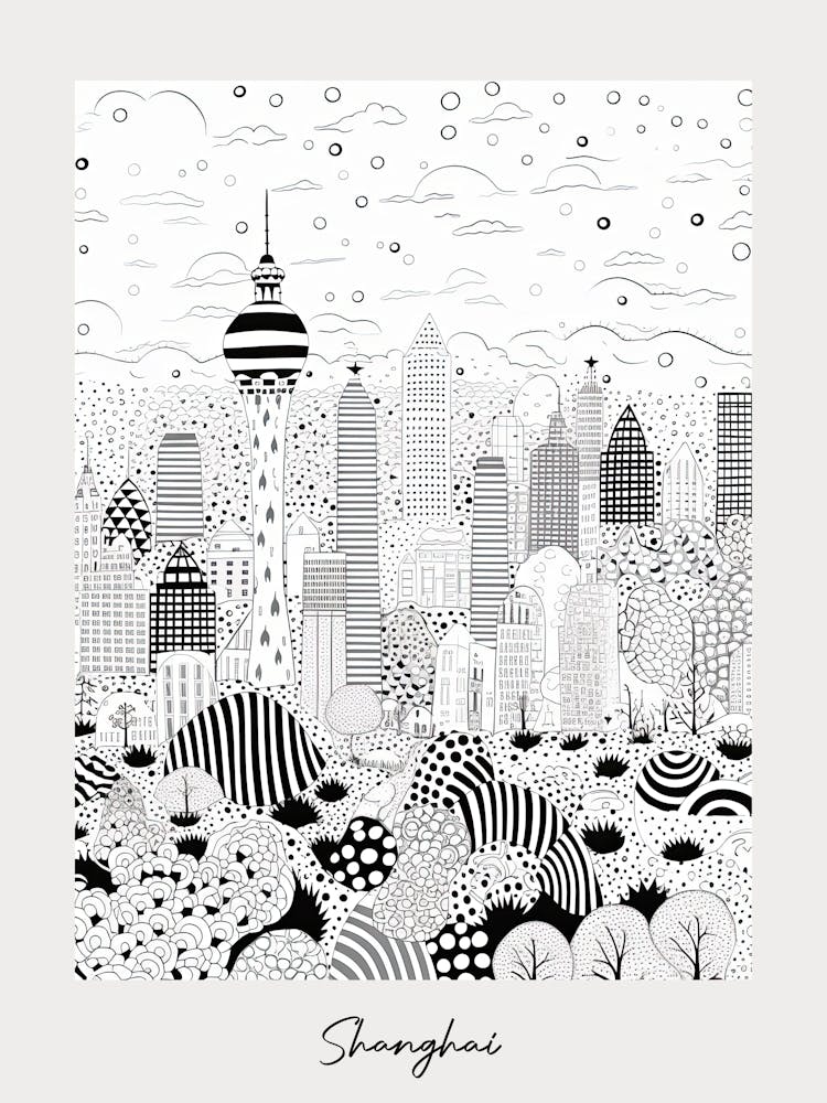 Poster Of Shanghai, Illustration In The Style Of Pop Art 4