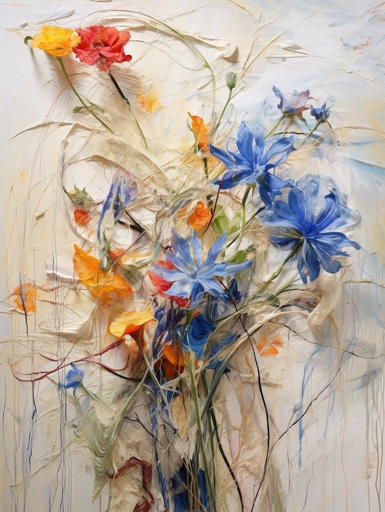 Abstract Flower Painting Cornflower