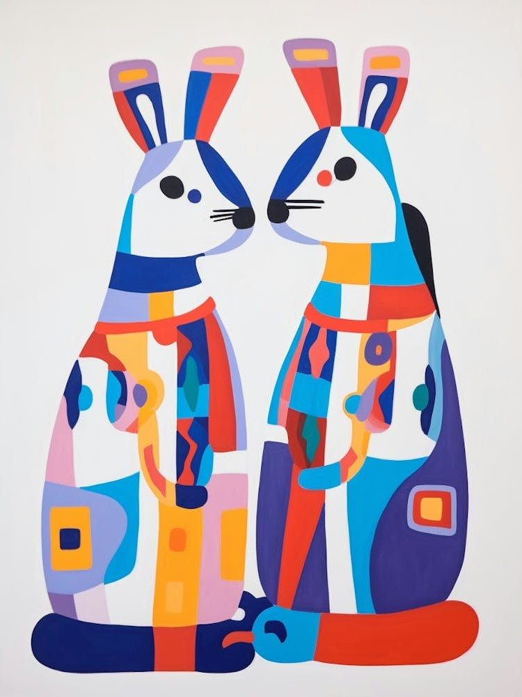 Colourful Kids Animal Art Arctic Hare