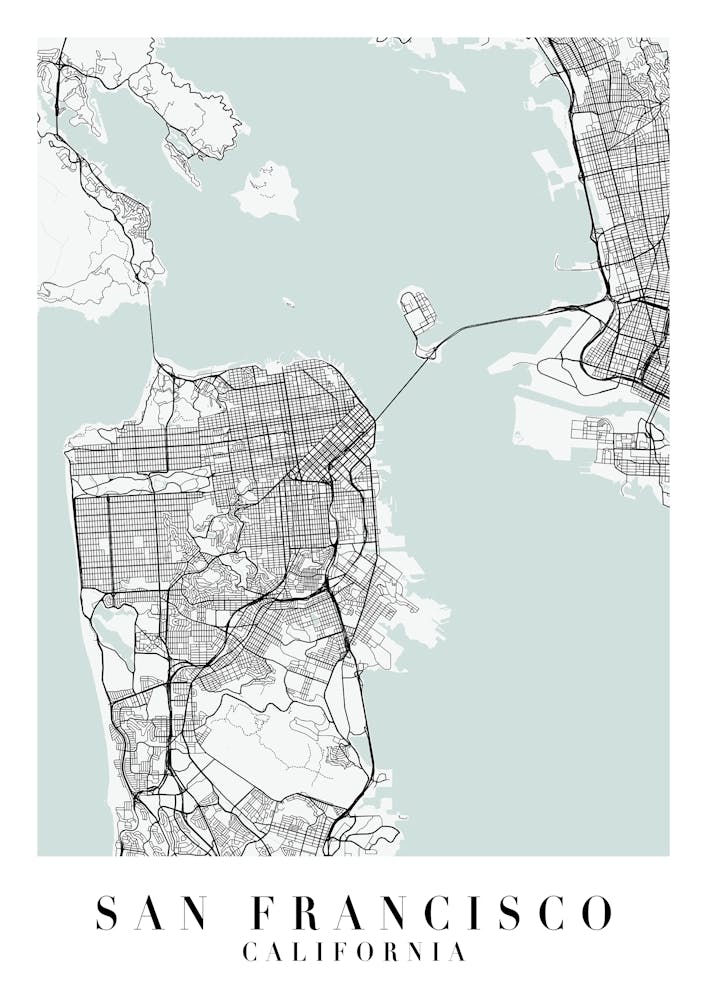 San Francisco California Street Map Minimal Color
