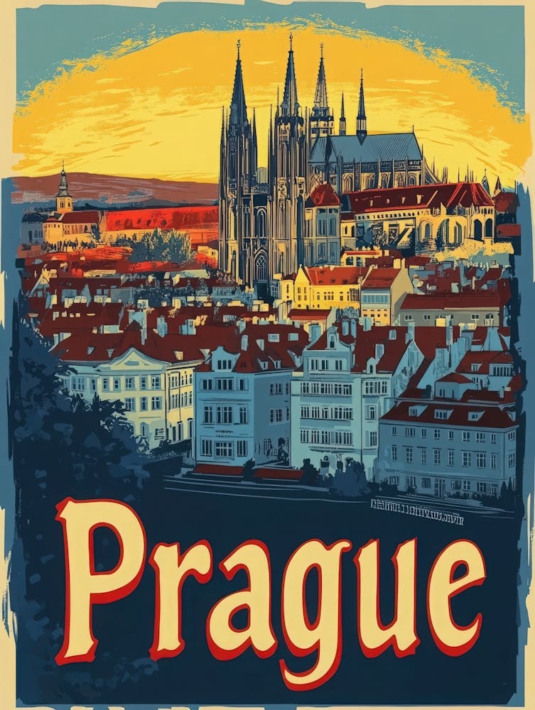 Aihrgdesign A Retro Travel Poster For Prague 1