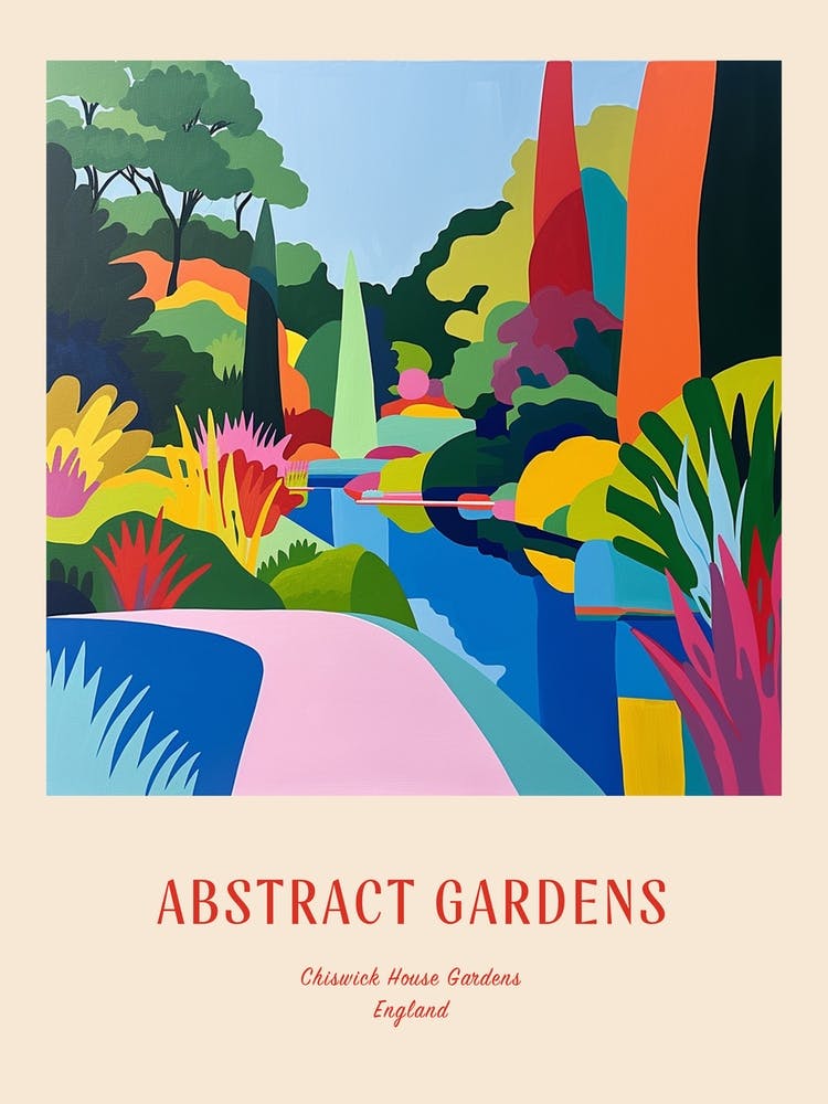 Colourful Gardens Chiswick House Gardens United Kingdom 3 Red Poster