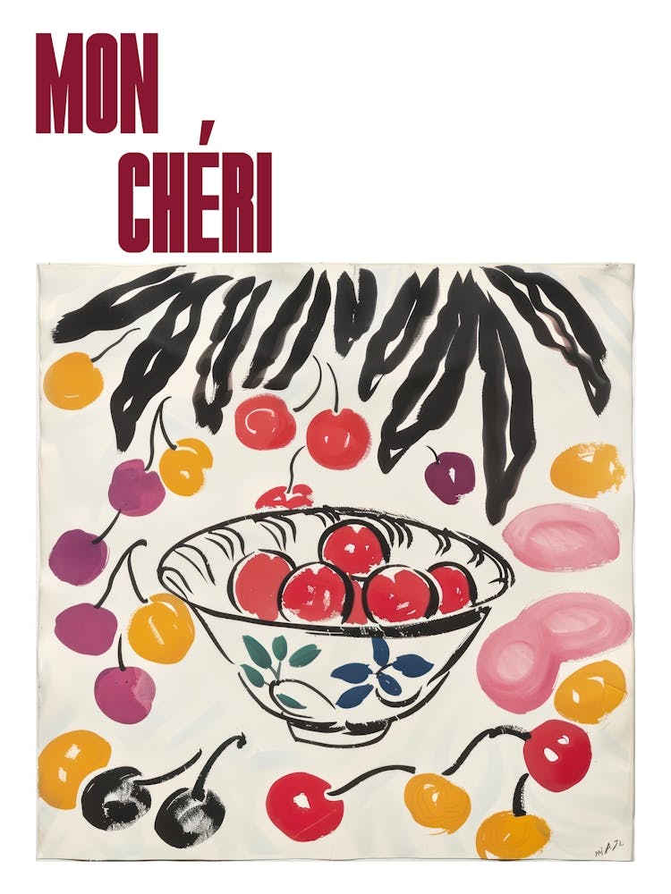 Mon Cheri Poster Cherries Matisse Style 13