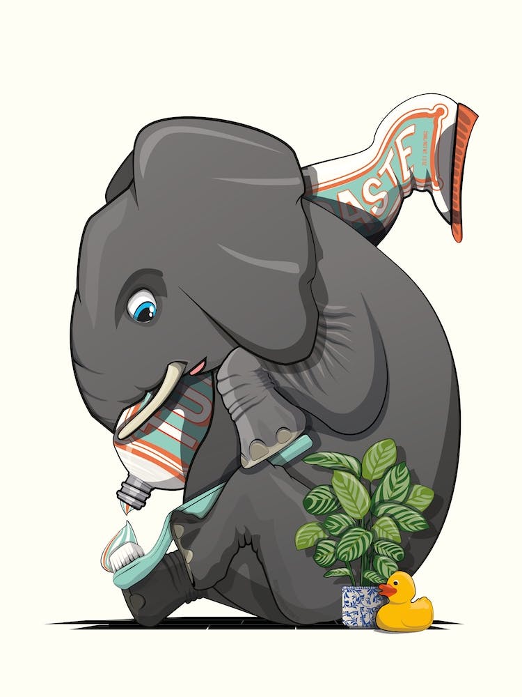 Elephant Brushing Teeth