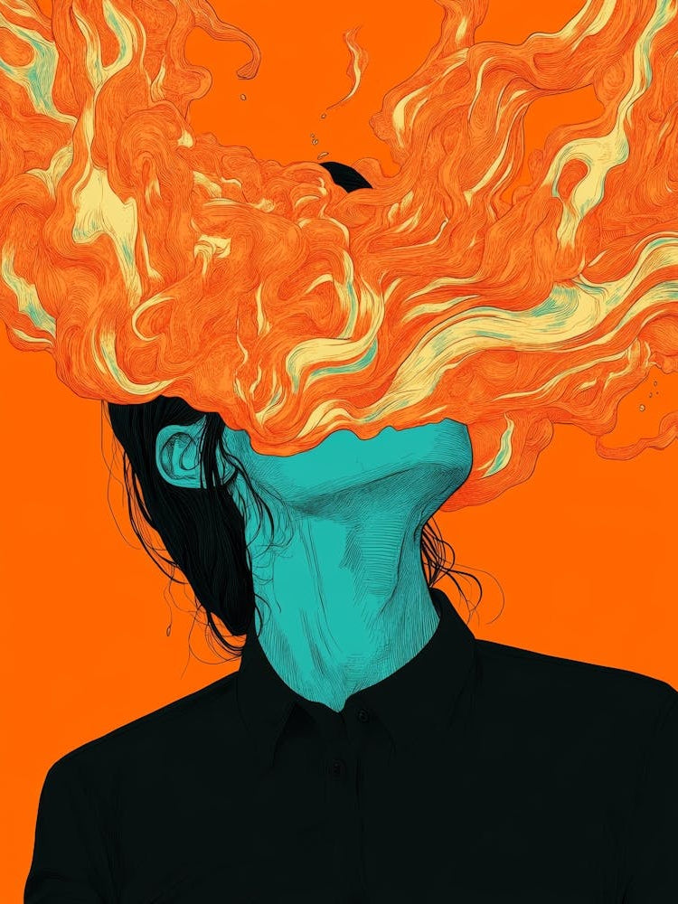 Man With Flames On His Face