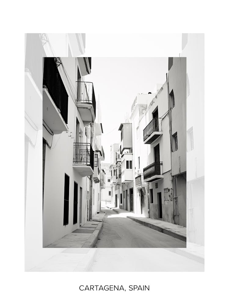 Poster Of Cartagena, Spain, Black And White Old Photo 3