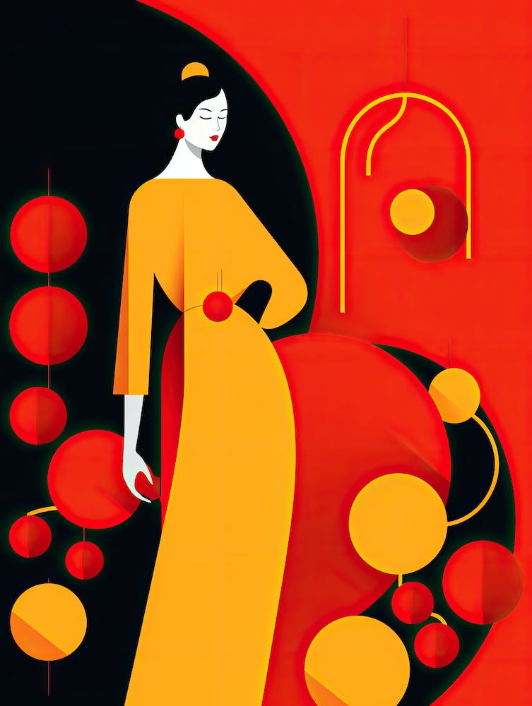 Chinese Woman In Yellow Dress