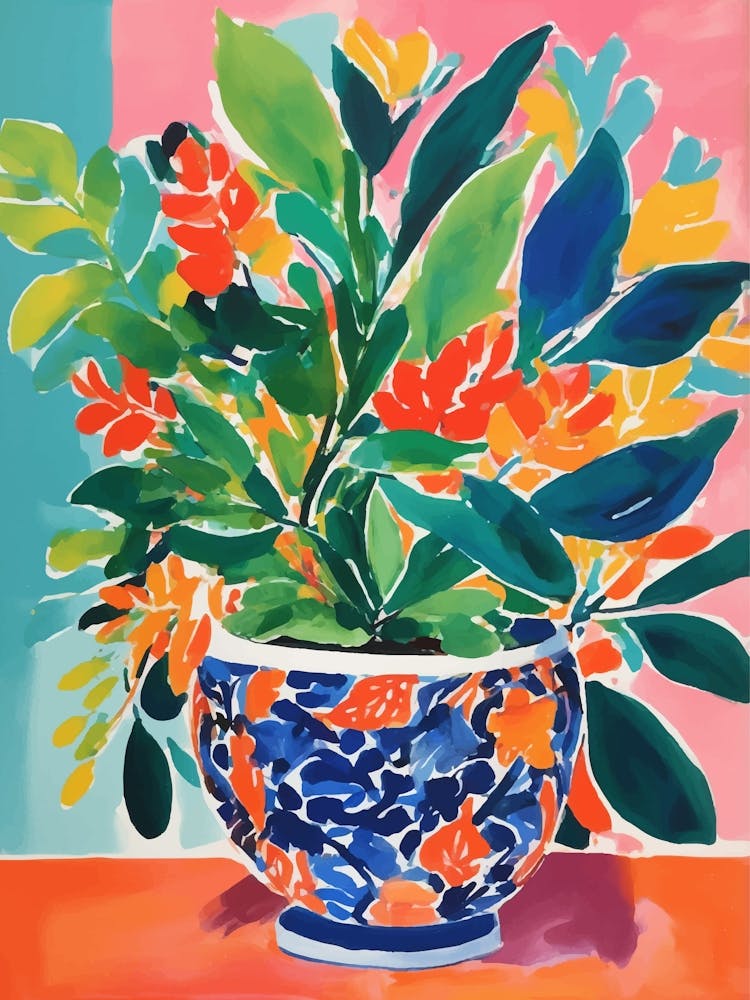Pot de Fleurs Orné Art Coloré