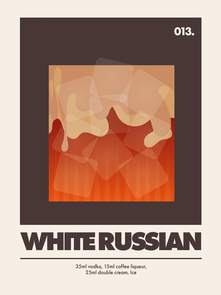 White Russian, Cocktail Print (Brown)