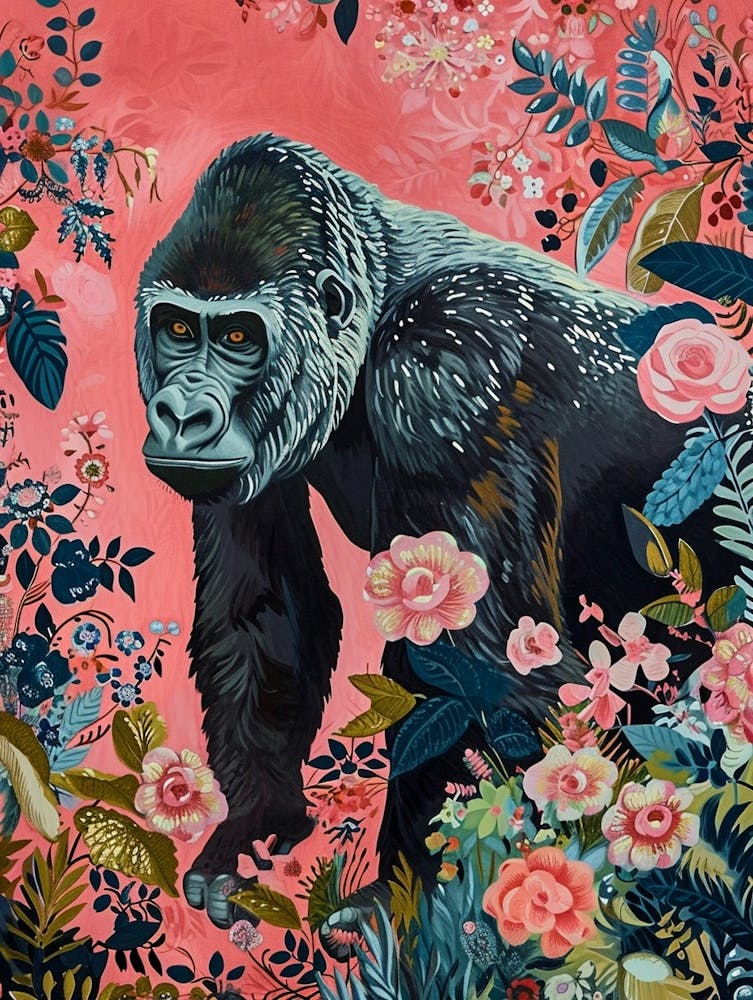 Floral Animal Painting Gorilla 1
