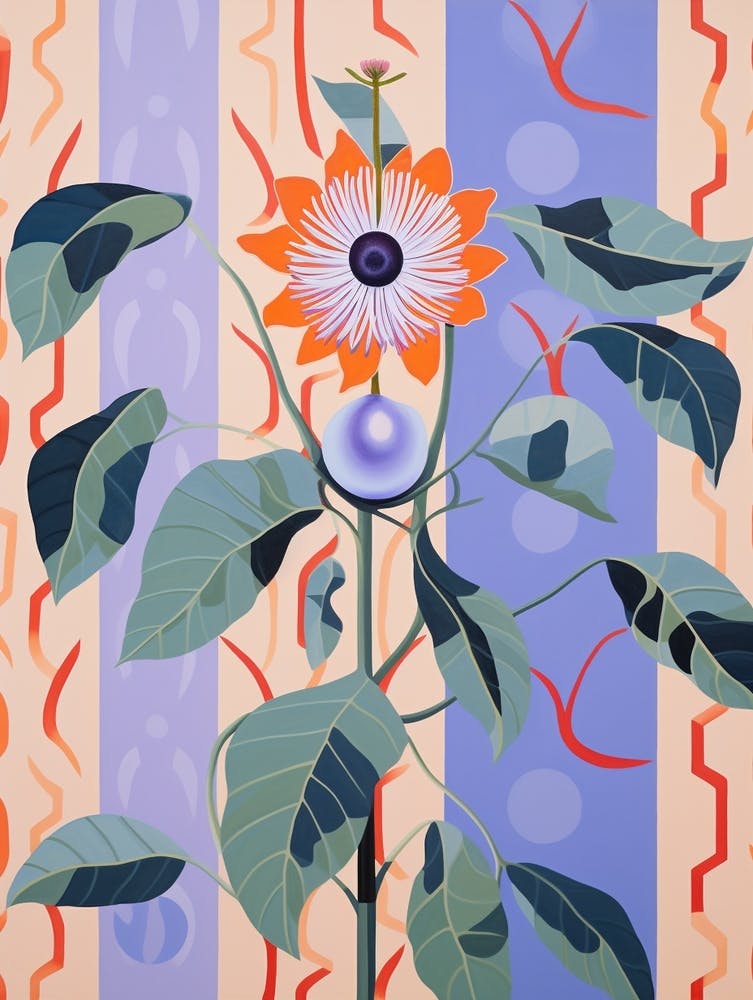 Passionflower 3 Hilma Af Klint Inspired Pastel Flower Painting