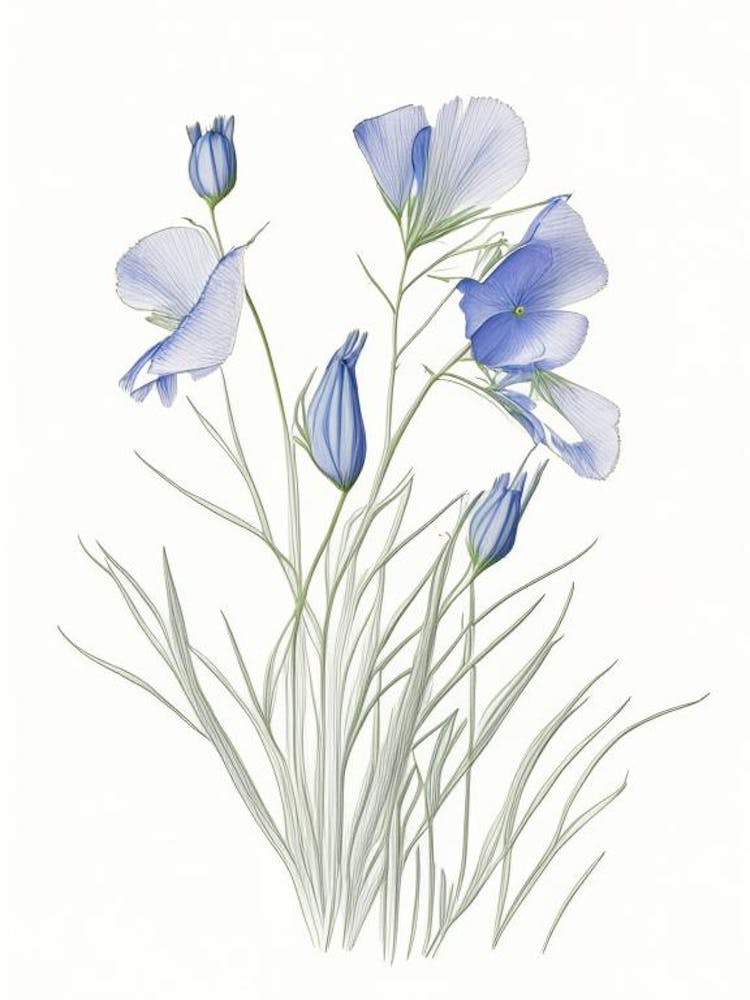 Flachs Florale Quentin Blake Inspirierte Illustration 2 Blume