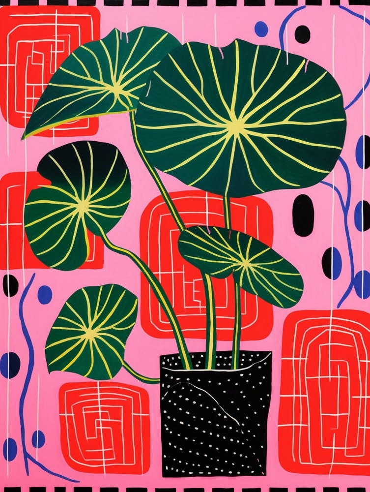 Illustration de Plante Rose et Rouge Monstera Thai Constellation 4