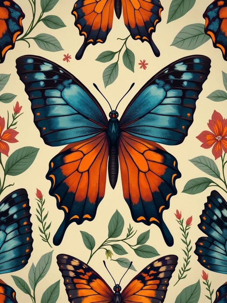 Seamless Pattern With Butterflies