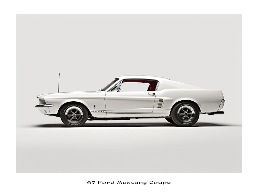 Spielzeugauto 67 Ford Mustang Coupé Weißes Poster