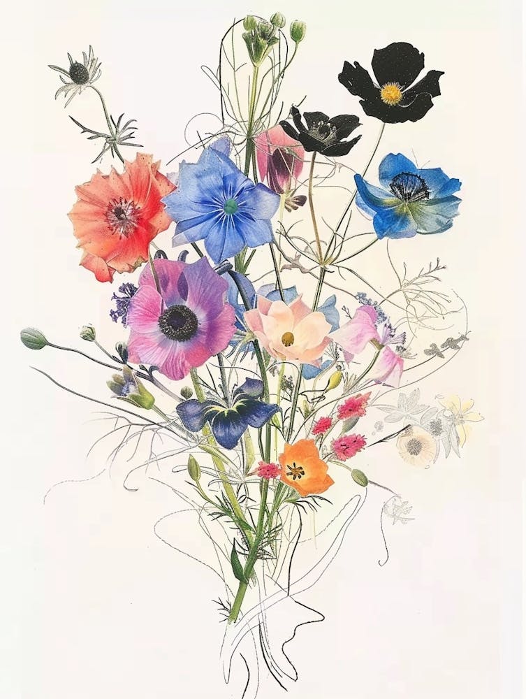 Nigella 6 Collage Flower Bouquet