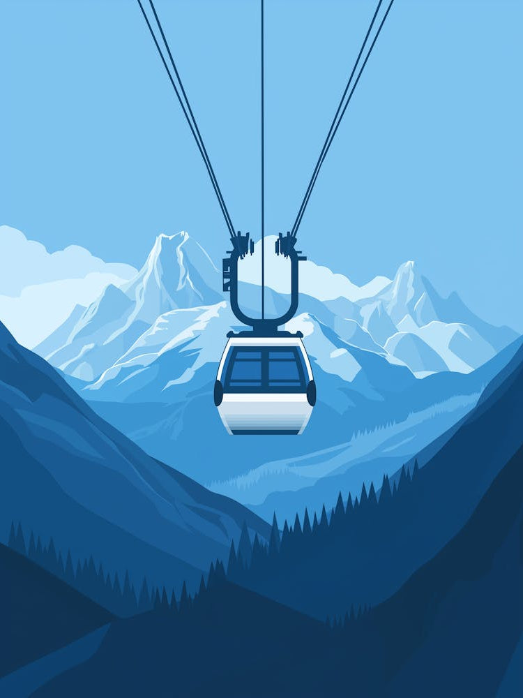 Cable Car Gondola Over The Alps