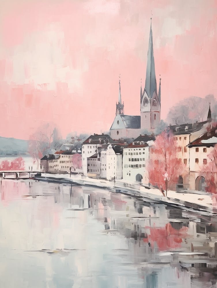 Dreamy Winter Painting Zurich Switzerland 1