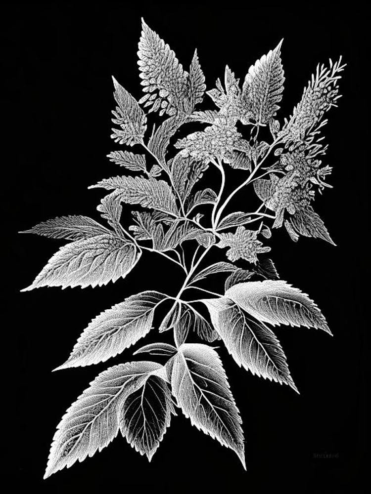 Spirea Leaf Linocut 3