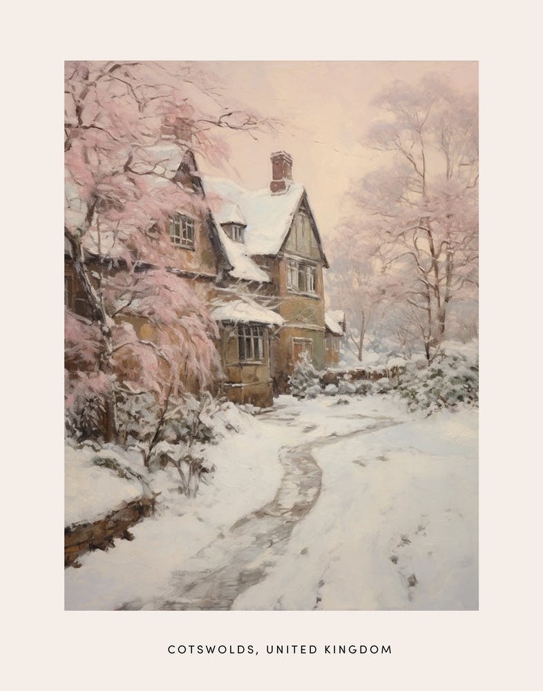 Dreamy Winter Painting Poster Cotswolds United Kingdom 5