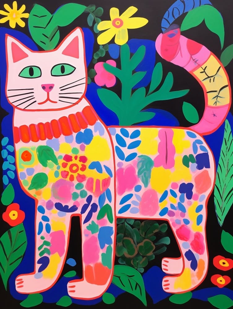 Maximalist Animal Painting Cat 2