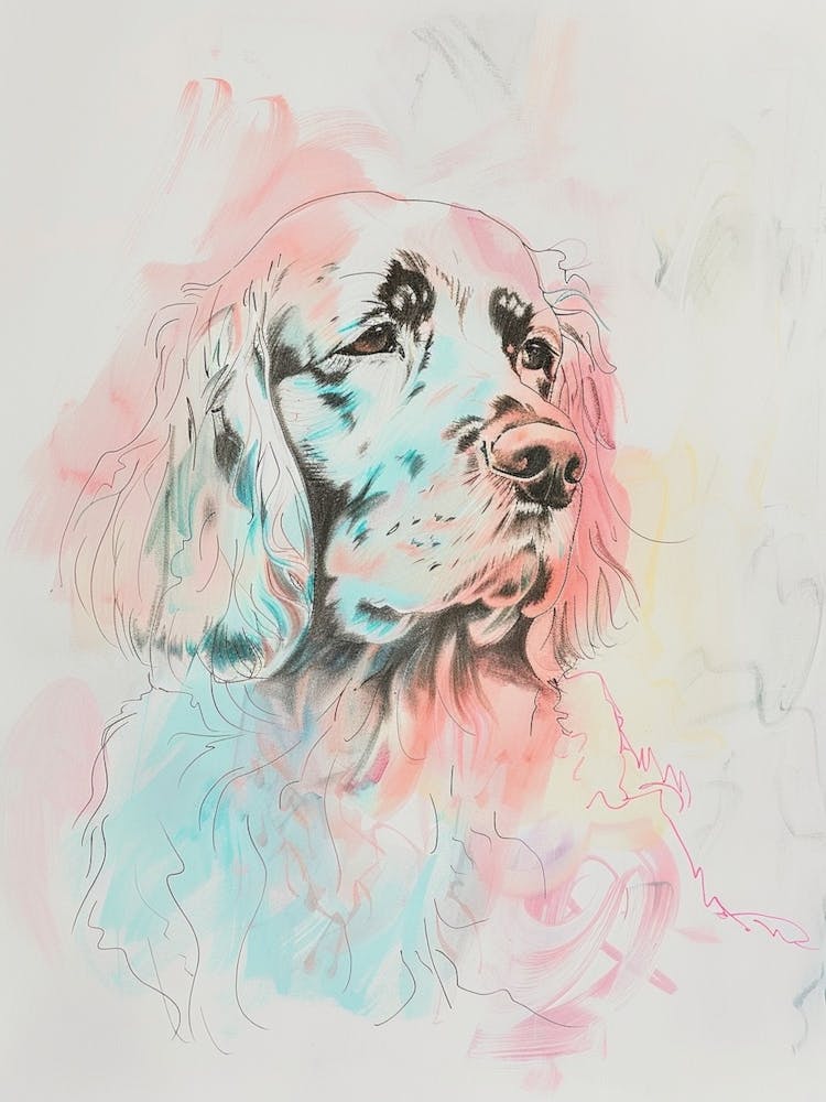 Colourful Bergamasco Sheepdog Abstract Line Illustration 3