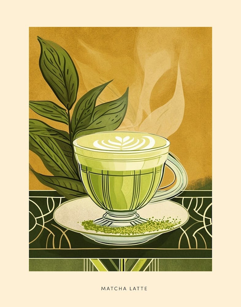 Matcha Latte Art Deco Poster