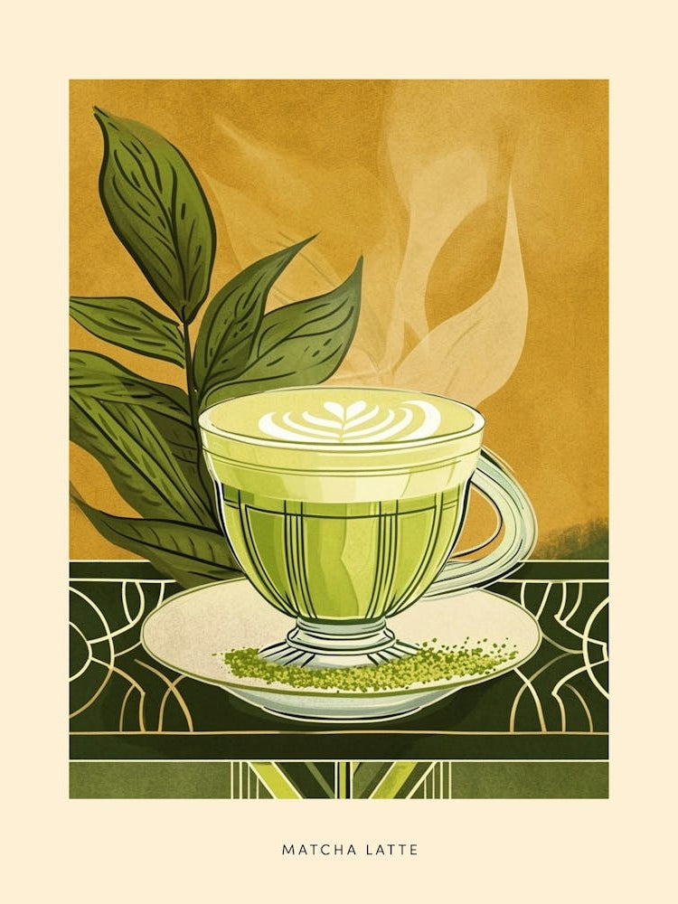 Matcha Latte Art Deco Poster