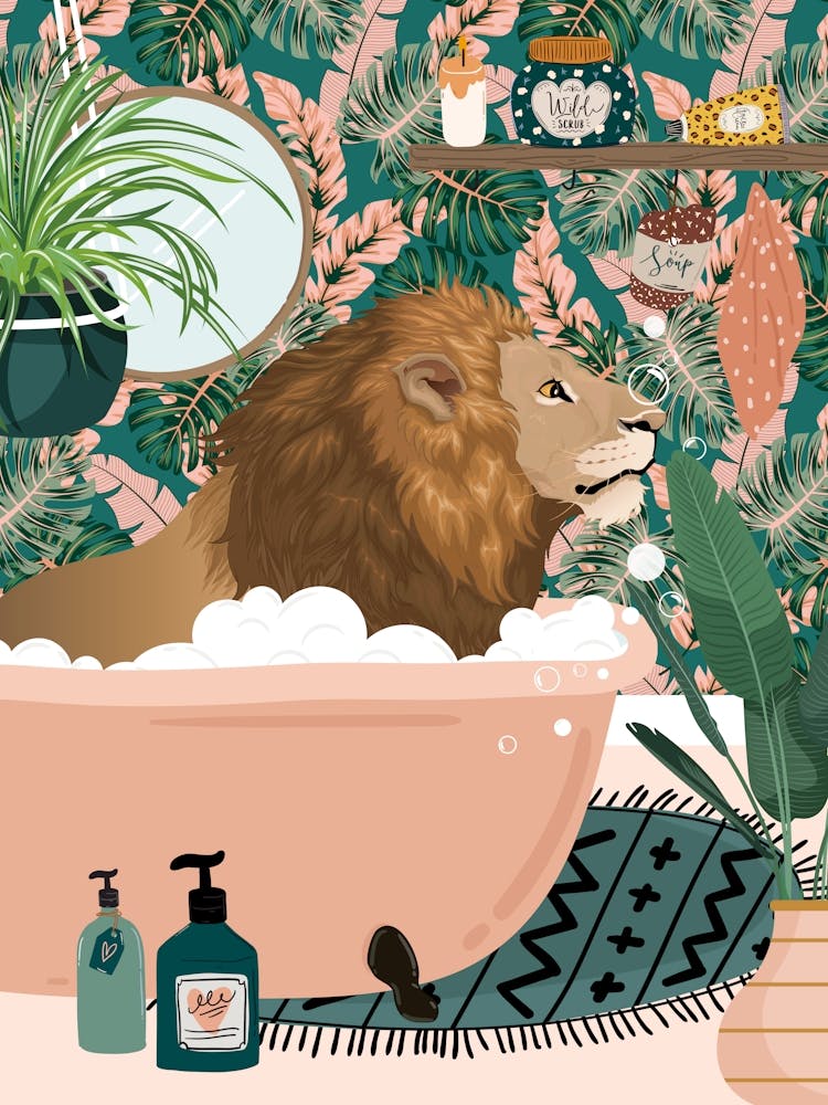 Lion In Bathtub Bathroom