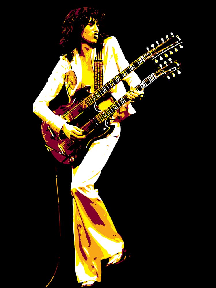 Jimmy Page American Musician Legend in Pop Art Illustration