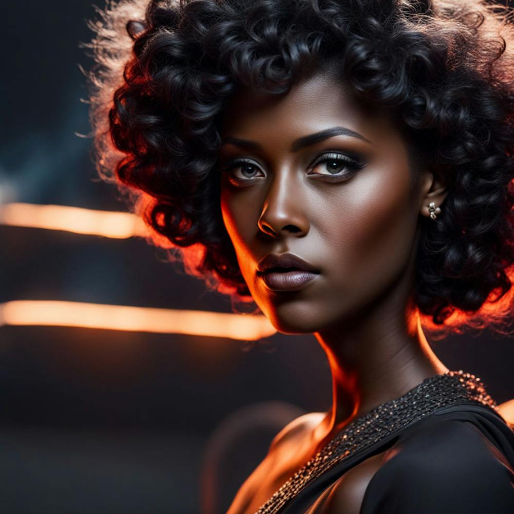 Schöne afrikanische Frau mit lockigem Haar